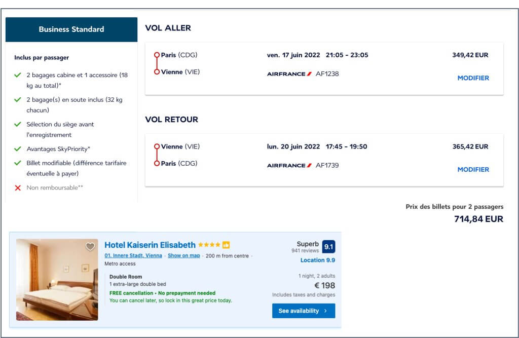 Air France business class fare