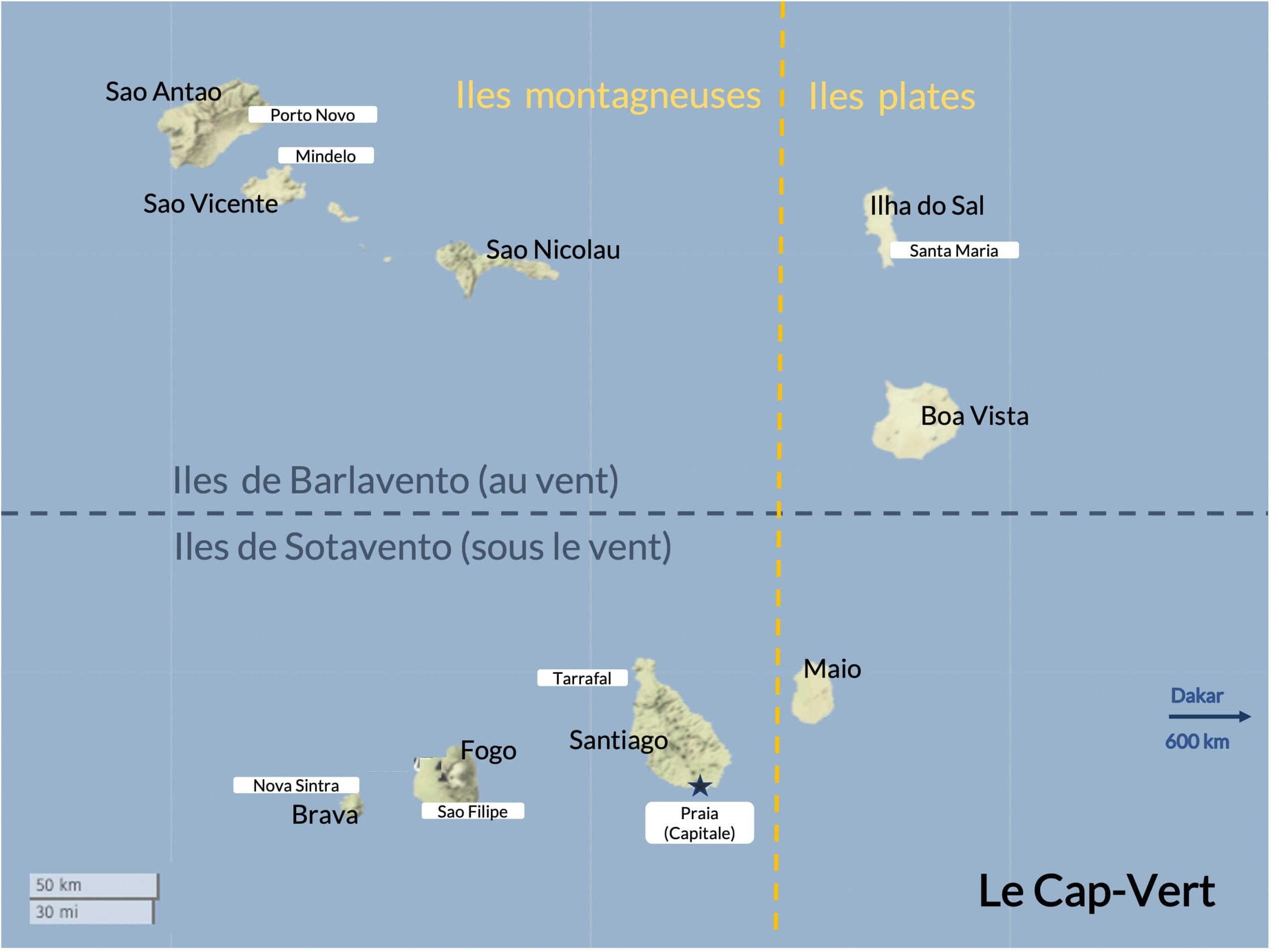 Carte géographique du Cap Vert