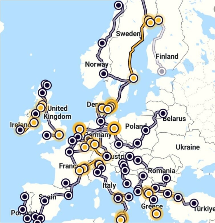 Example of an Interrail journey not to be made