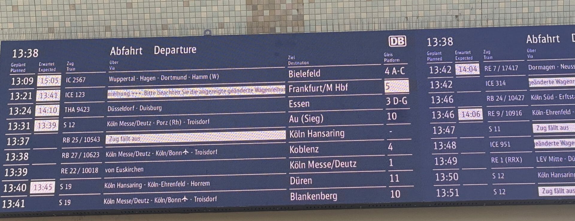 Retards gare de Cologne