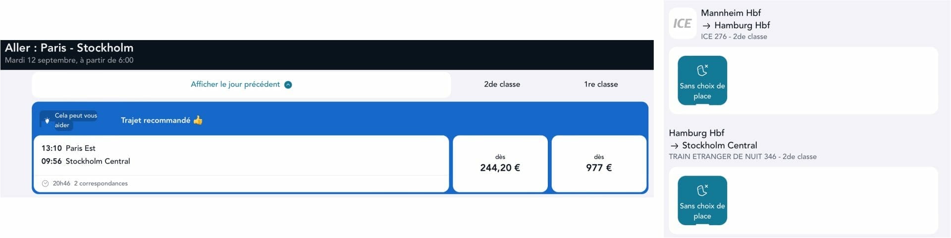 SNCF Paris Stockholm