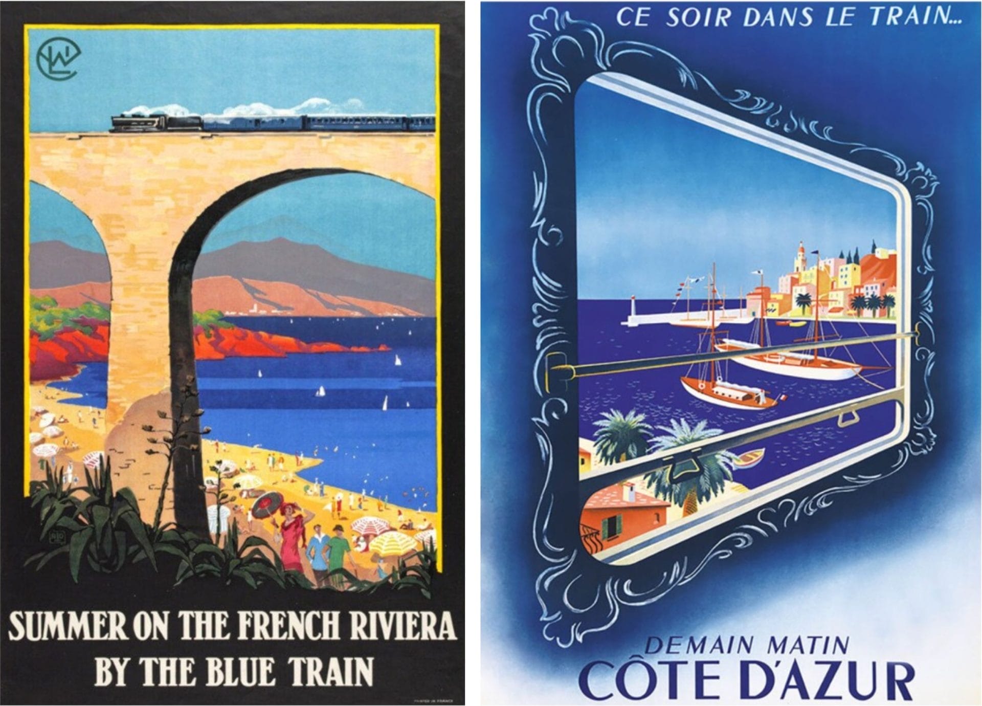Train bleu affiches publicitaires