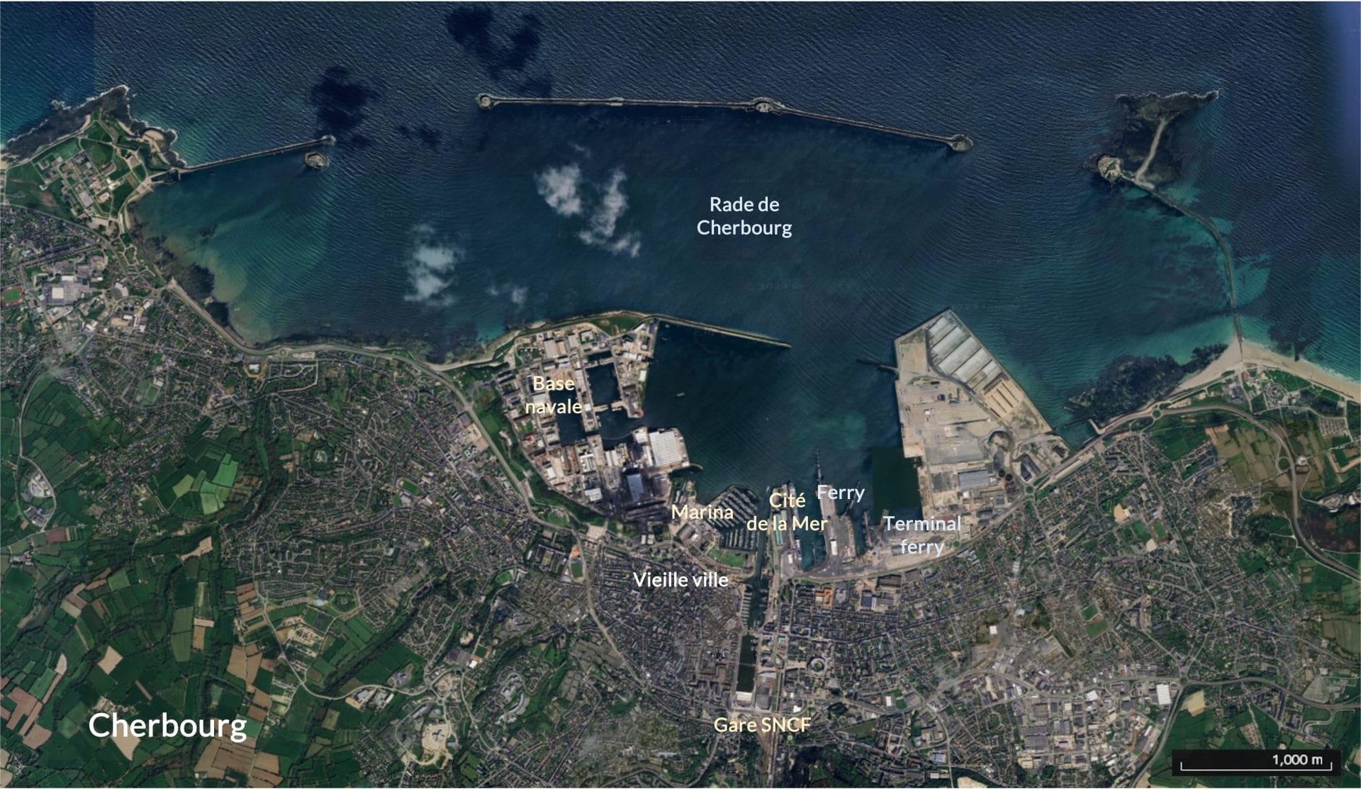 Carte de Cherbourg et de la rade