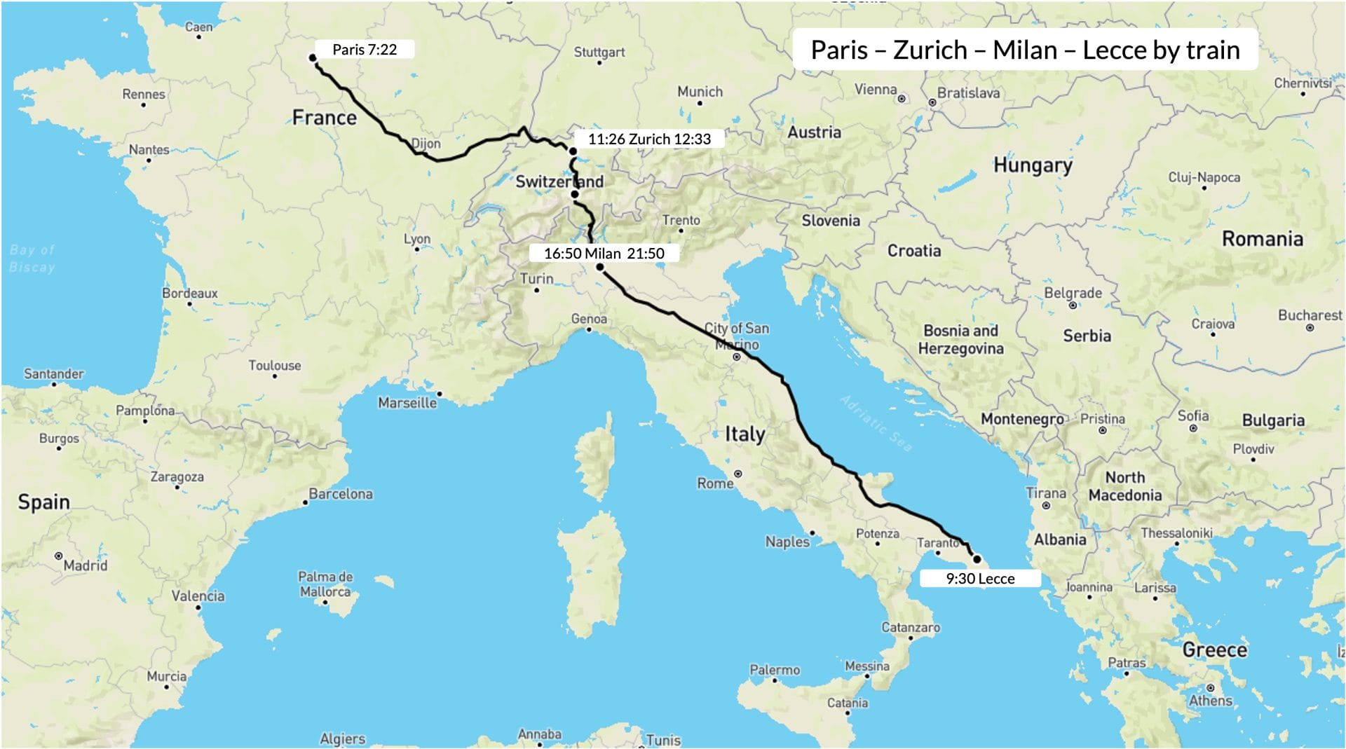 Paris Lecce by train