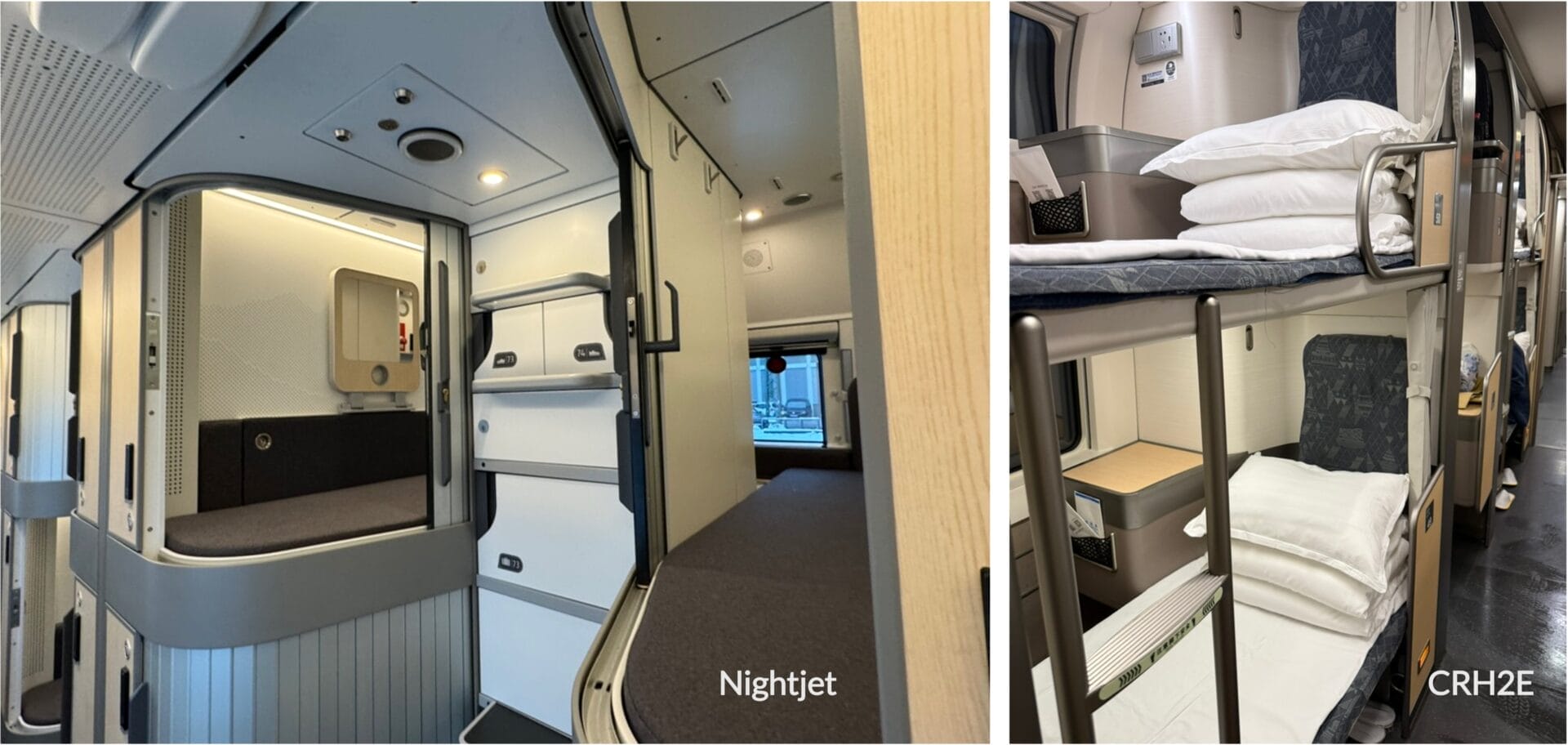 Comparaison Nightjet CRH2E